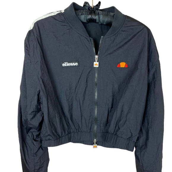 Ellesse Cropped Black Zip Up Track Jacket - Picture 8 of 9